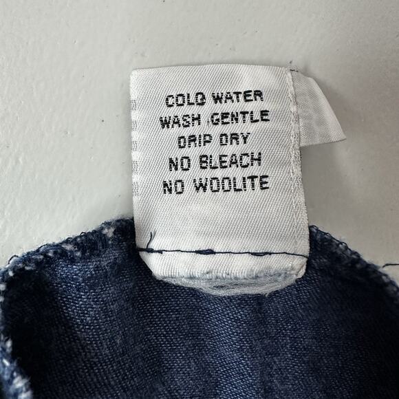 Alfredos Wife Top Womens Large Blue Denim Fringe Vintage Art Chambray - Picture 8 of 13